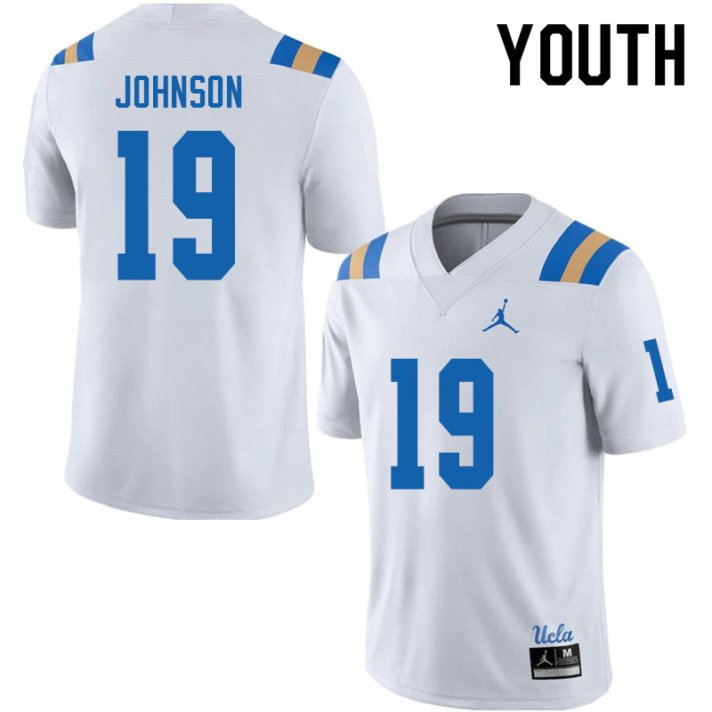 Jordan Brand Youth #19 Alex Johnson UCLA Bruins College Football Jerseys Sale-White - Click Image to Close